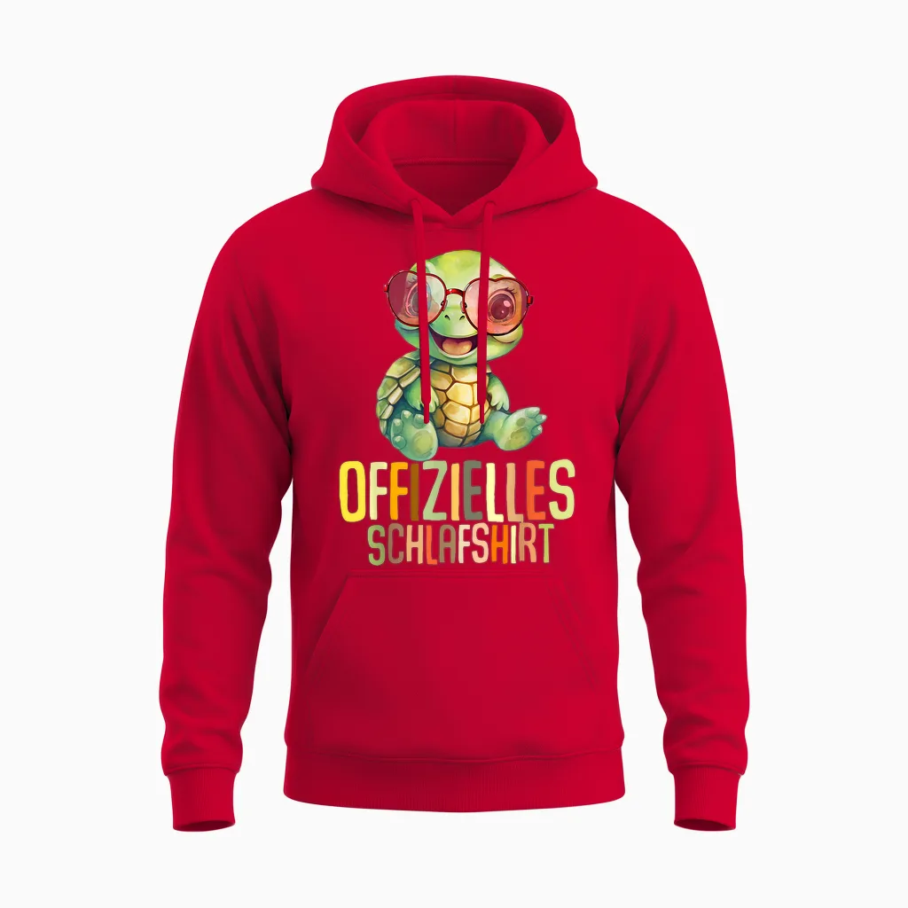 Schildkröte Offizielles Schlafshirt Schlafanzug Nachthemd Unisex Hoodie in Red