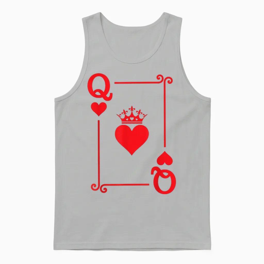 Queen Hearts Card Costume - Playing Cards - Queen of Hearts Unisex Tank Top in Ash