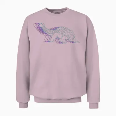 Retro Ankylosaurus Dinosaur Vaporwave Unisex Sweatshirt - Light Pink