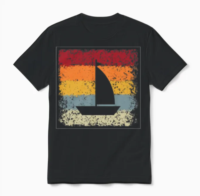 Sailing Retro Unisex T-Shirt in Black