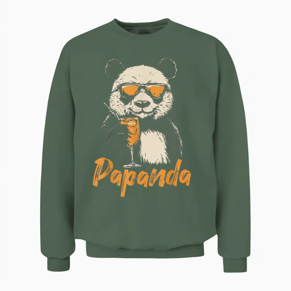 Papanda Lustiges Panda Papa Wortspiel Vatertag Unisex Sweatshirt in Military Green