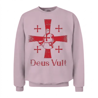 Deus Vult God Wants It Latin Templar Knight Unisex Sweatshirt - Light Pink