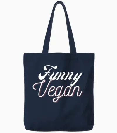 Funny Vegan Tote Bags - Navy