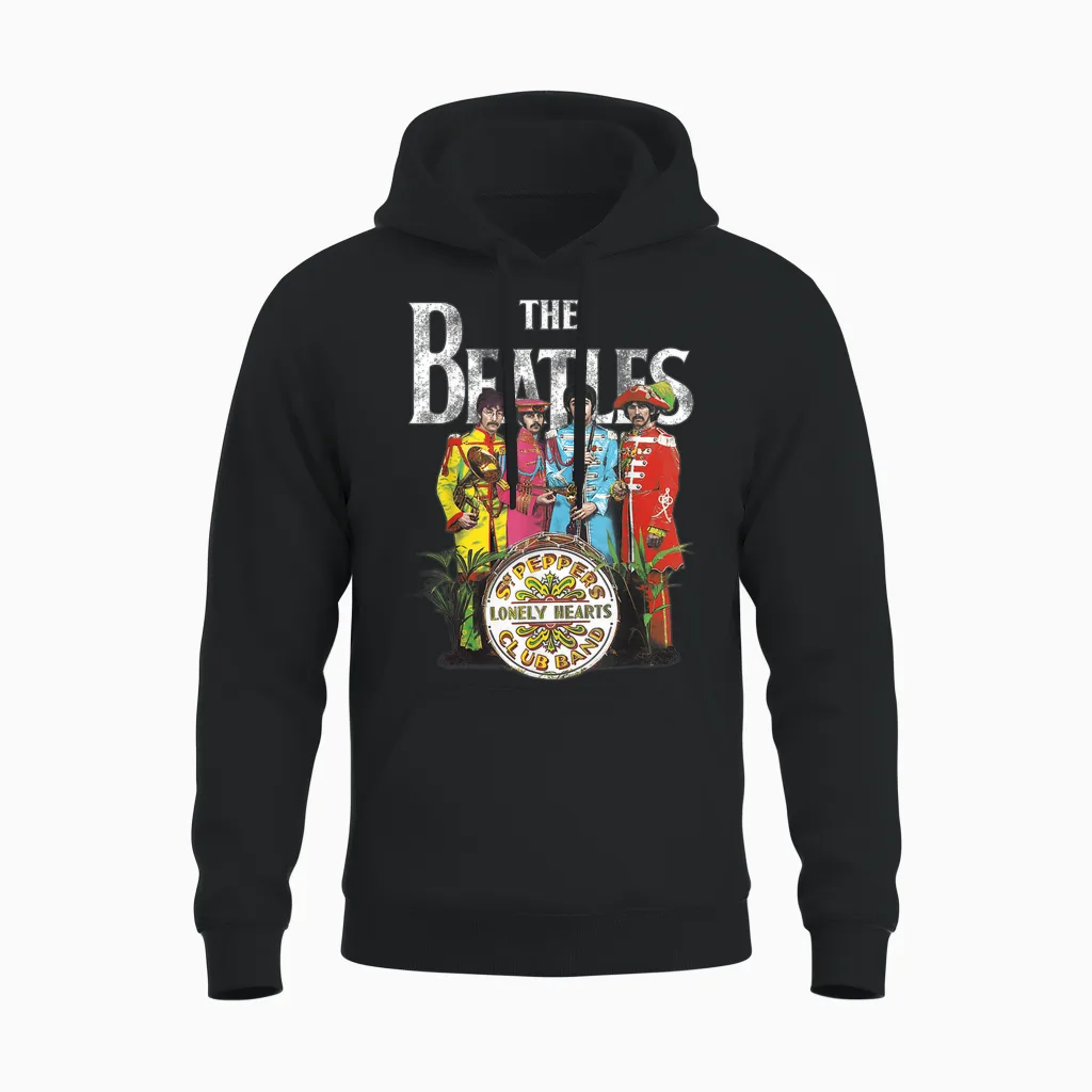 The Beatles Music Band Sgt Pepper by Rock Off Unisex Hoodie in Black