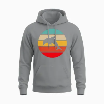 Dolphin Retro Unisex Hoodie - Sport Grey