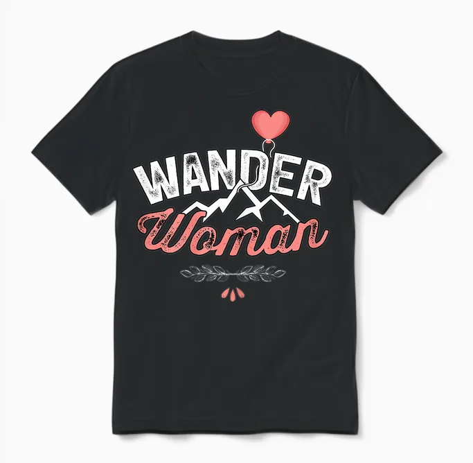 Berge Shirt Wander Woman T-Shirt Women's Hiking Outfit Funny T-Shirt, Black Unisex T-Shirt in Black