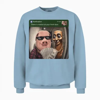 There Is Motion at Your Front Door Tung Tung Tung John Pork Unisex Sweatshirt - Light Blue