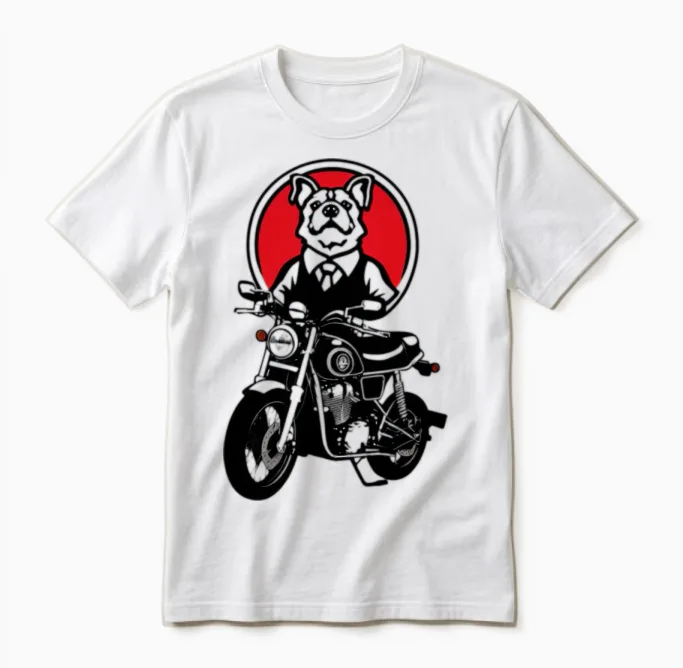 Funny Dog Biker Lovers Gift Unisex T-Shirt in White