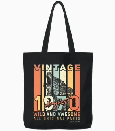 Retro 1970 August Tote Bags - Black