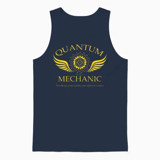 Quantum Mechanic-O Mechanics Unisex Tank Top in Navy
