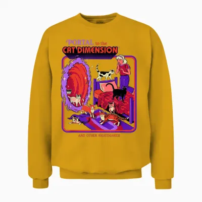 Steven Rhodes Cat Dimension Portal Retro Dark Humor Artist Unisex Sweatshirt - Gold