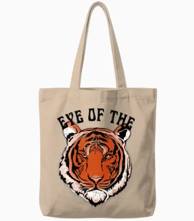 Eye of the the Tiger Retro Tote Bags - Natural