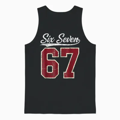 Six Seven Meme Boys Girls Kids 67 Baseball Jersey Unisex Tank Top - Black