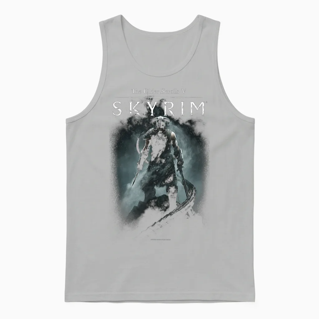 Ripple Junction X Elder Scrolls Dragonborn in Silhouette T-Shirt, Black Unisex Tank Top in Ash