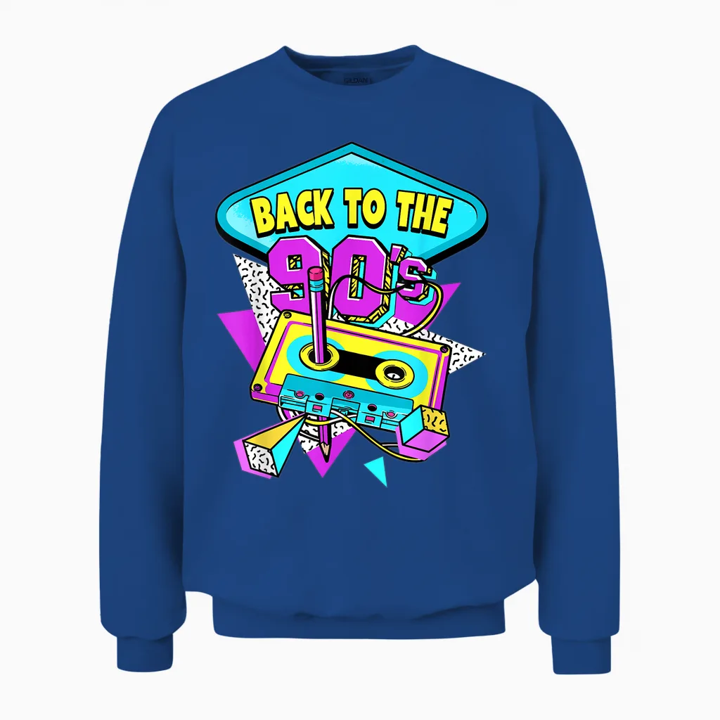 90s Back to the 90s T-Shirt, Black Unisex Sweatshirt in Royal