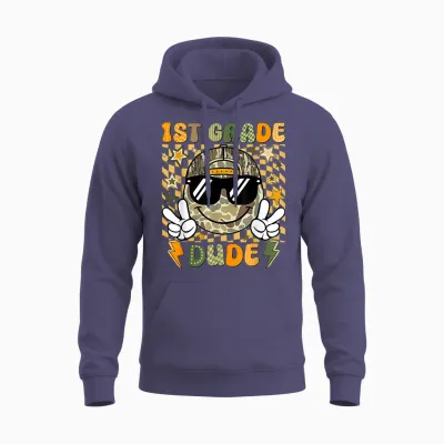 Funny Back to School Tee 1st Grade Dude Boys Girls Unisex Hoodie - Heather Sport Dark Navy