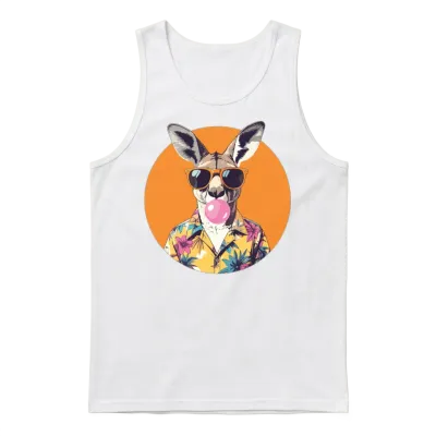 Hawaiian Kangaroo Pop Art Unisex Tank Top - White