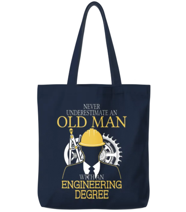 Never Underestimate Old Man Engineering Degree Tote Bags - Navy