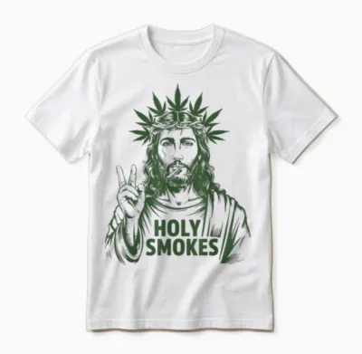 Retro Holy Smokes Jesus Marihuana Unkraut Cannabis Stoner 420 Unisex T-Shirt - White