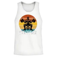 Retro Strongman Lift Unisex Tank Top - White – 2