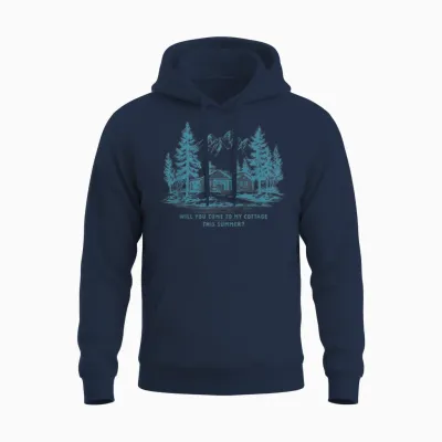 Come to My Cottage This Summer Vintage-Grafik Herren Unisex Hoodie - Navy