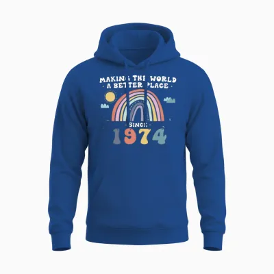 Making the World a Better Place Since 1974, 49th Unisex Hoodie - Royal