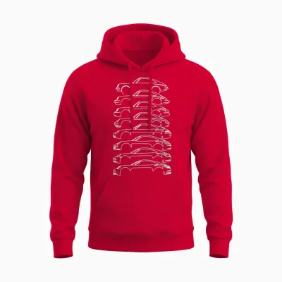 Iconic Car Evolution Line Art Design Klassisches Autodesign Unisex Hoodie - Red