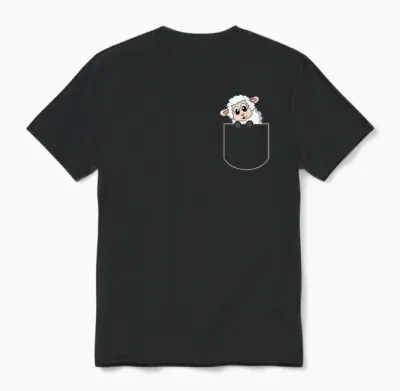 Funny Sheep Pocket Gift Unisex T-Shirt - Black
