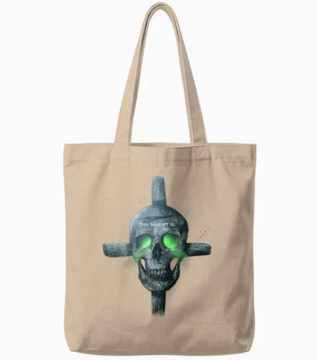 Skull Digital Art(horror Edition) Tote Bags in Natural