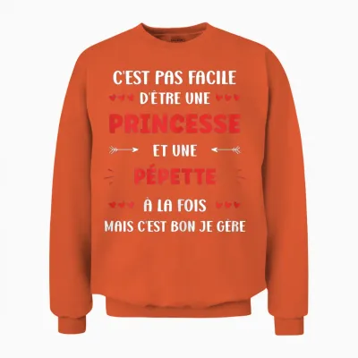 Super Pépette First Name Funny Girl Princess Pépette Unisex Sweatshirt - Orange
