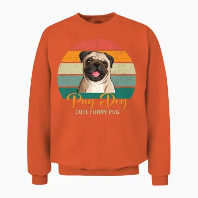 Cute Funny Pug Unisex Sweatshirt - Orange