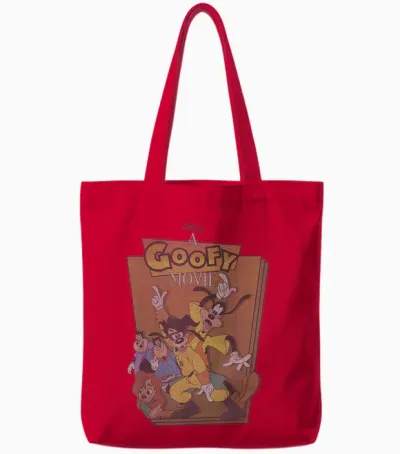 Disney a Goofy Movie Max Powerline Dance Logo T-Shirt Small Tote Bags - Red