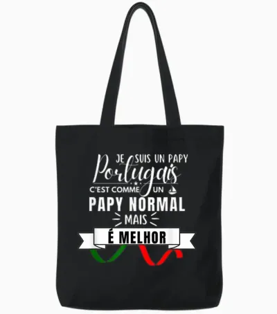 Portuguese Humour T-Shirt Like Normal Grandpa but Best Tote Bags - Black