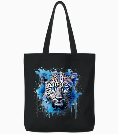 Leopard Portrait Splash Tier Kunst Natur Kunstwerk Tierwelt Tote Bags - Black