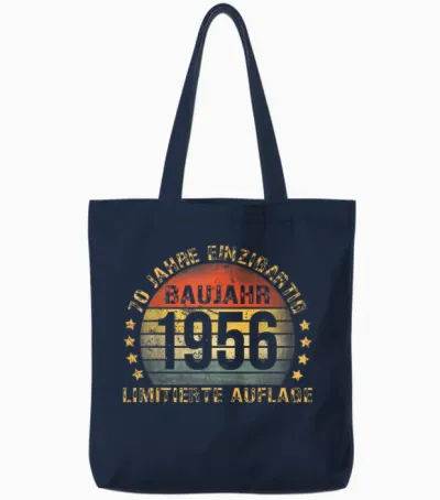 1956 Birthday Man 70th Decoration Funny 70s 70th Birthday Tote Bags - Navy