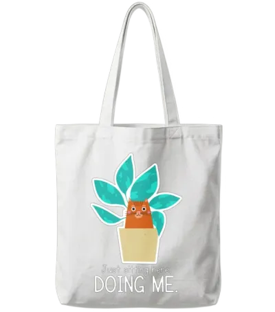 Funny Cat in a Plant Tote Bags - White