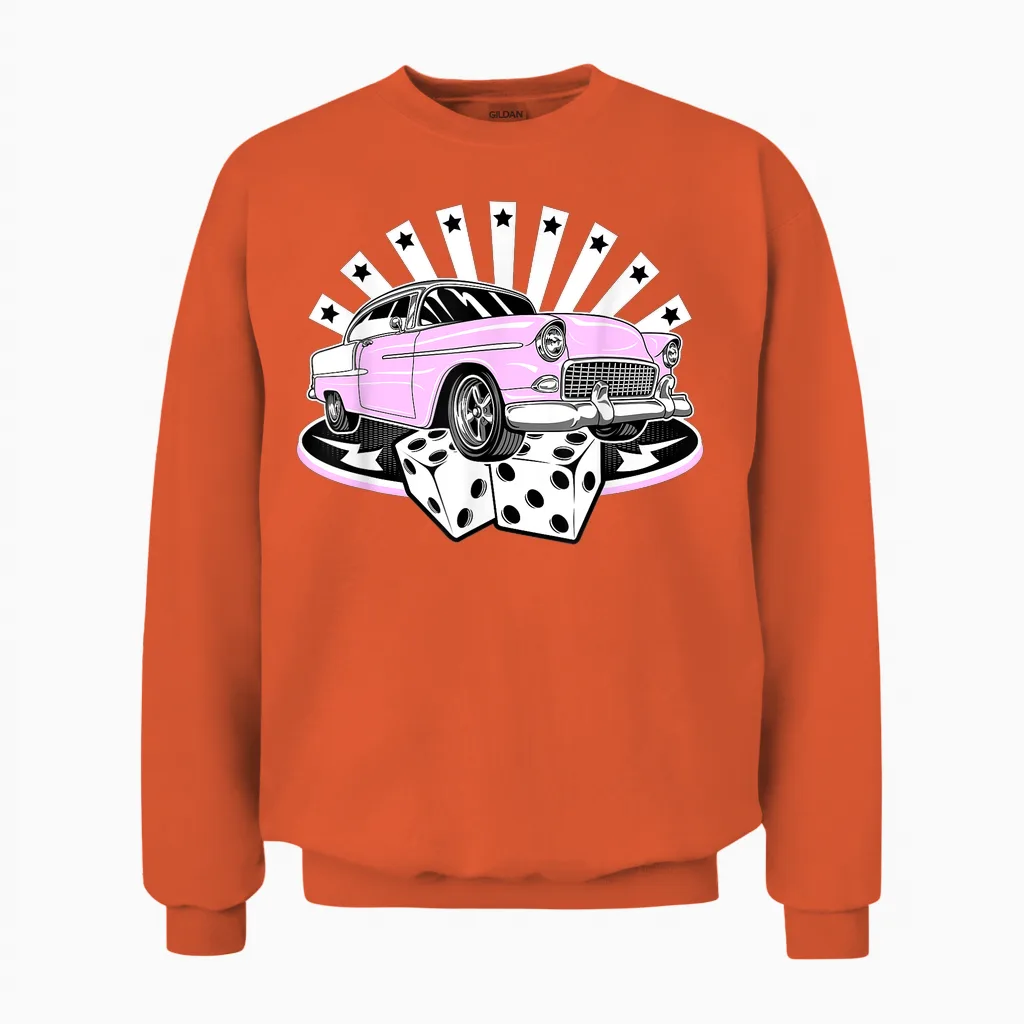Rockabilly Rock N Roll Retro 50s Style Vintage Music T-Shirt, Black, S Unisex Sweatshirt in Orange