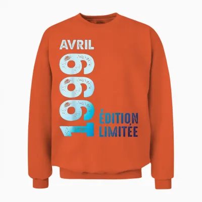 Limited Edition April 1999 Birthday Gift 1999 T-Shirt, Black, S Unisex Sweatshirt - Orange