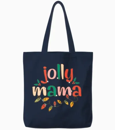 Retro Christmas Tote Bags - Navy