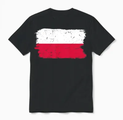 Poland Flag Brush Stroke Unisex T-Shirt - Black
