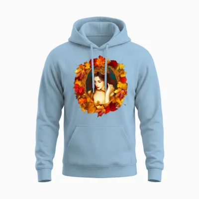 Fantasy Art Autumn Queen Unisex Hoodie - Light Blue