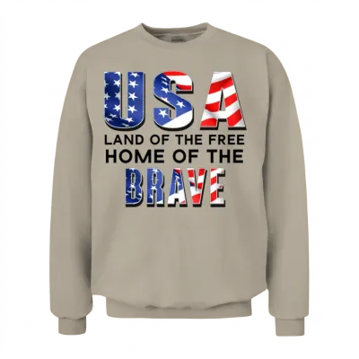 Usa Land of the Free Home of the Brave B Shadow Unisex Sweatshirt - Sand