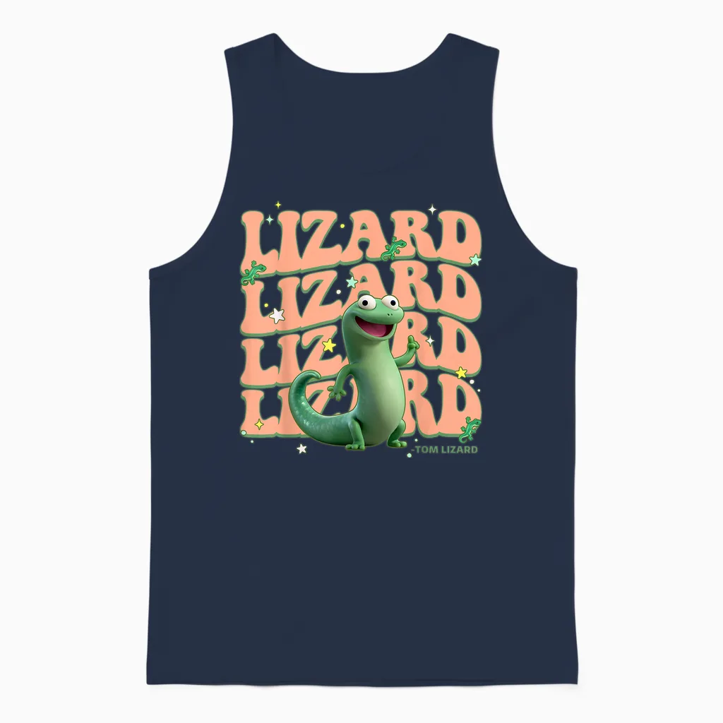 Disney Pixar Hoppers Cute Tom Lizard Groovy Unisex Tank Top in Navy