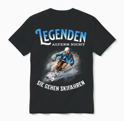 Legends Don't Age They Go Skiing T-Shirt, Black Unisex T-Shirt - Black
