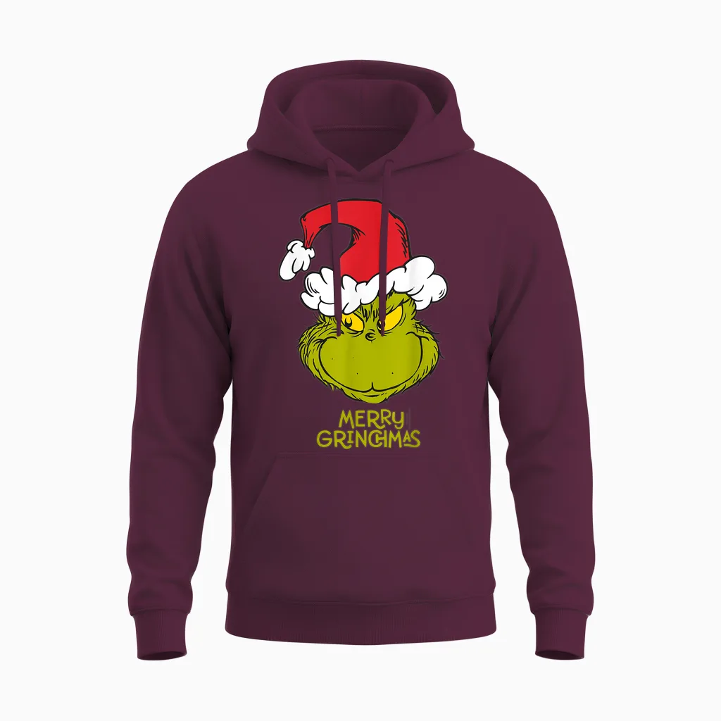 Grinch Merry Grinchmas Unisex Hoodie in Maroon