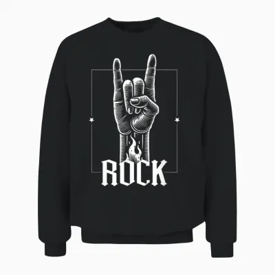 Rock Horns, Rock and Metal Fans, Men, Women and Kids Rock Star Unisex Sweatshirt - Black