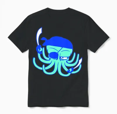 Octopus Pirate Crew Captain Sailor Buccaneer Sail Unisex T-Shirt - Black