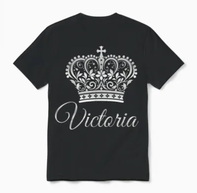 Queen Victoria Queenly Name Crown Princess Royal Unisex T-Shirt - Black