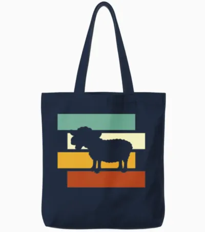 Sheep Retro Tote Bags - Navy