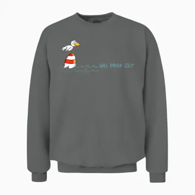 Will Meer Zeit Möwe Nordsee Urlaub Spruch Unisex Sweatshirt - Graphite Heather